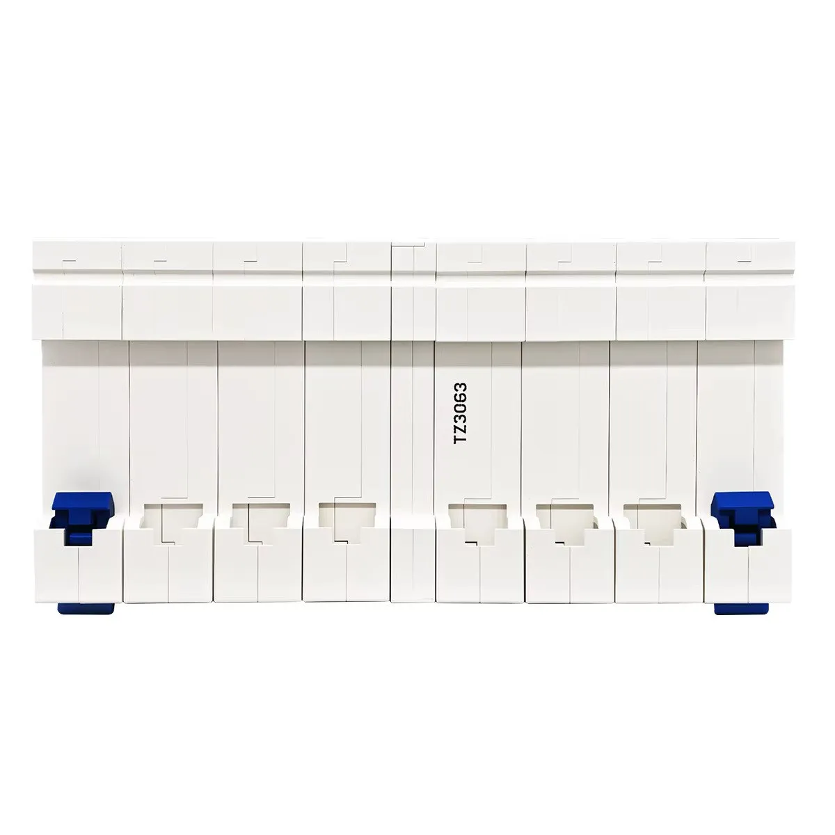Front view of the TOMZN 3 Phase TOB1-63H Dual Power Manual Transfer Switch Circuit Breaker. The multi-pole DIN-rail mount device features price in Bangladesh catalog showcase image from back