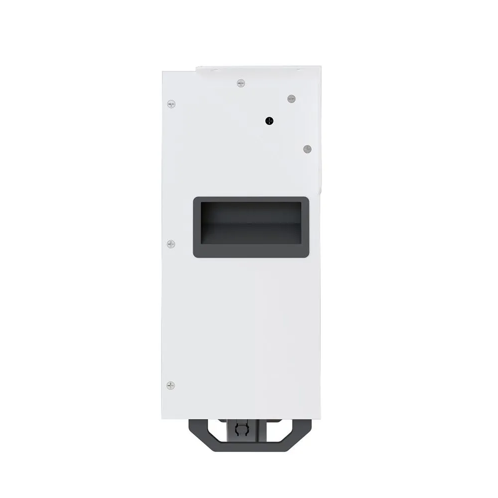 GENIXGREEN ES-BOX34 51.2V 100Ah 5.12kWh wall-mounted LiFePO4 energy storage lithium battery with high-resolution LCD touchscreen control interface against a clean studio background with stand along view