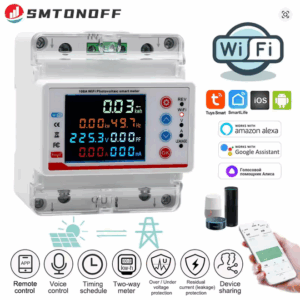 2P 63A Tuya WiFi Smart Bi-Directional Energy Power kWh Meter